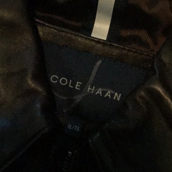 Men’s New Cole Haan Zip Leather Jacket. Java color. XL - Picture 4 of 8